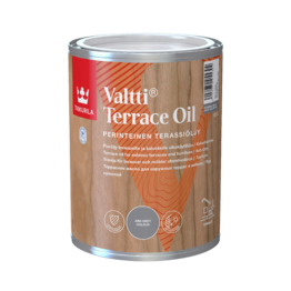 Tirpiklinis vaško turintis pilkas lauko medienos aliejus Tikkurila Valtti Terrace Oil 0.9l
